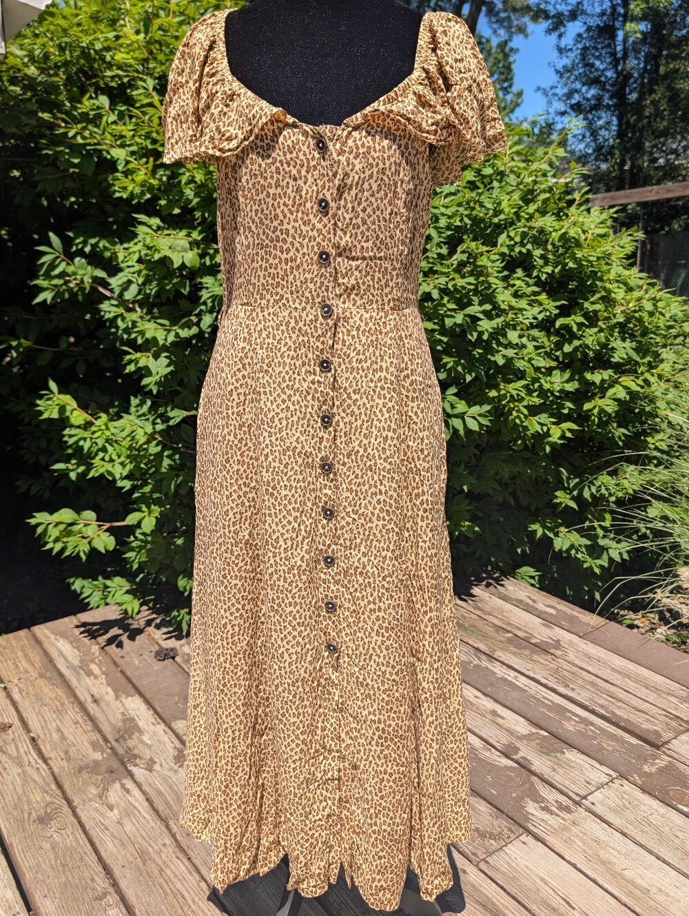 Anthropologie Bolano Cheetah Print Maxi Dress‎ | size 6 | Whimsical Cottagecore